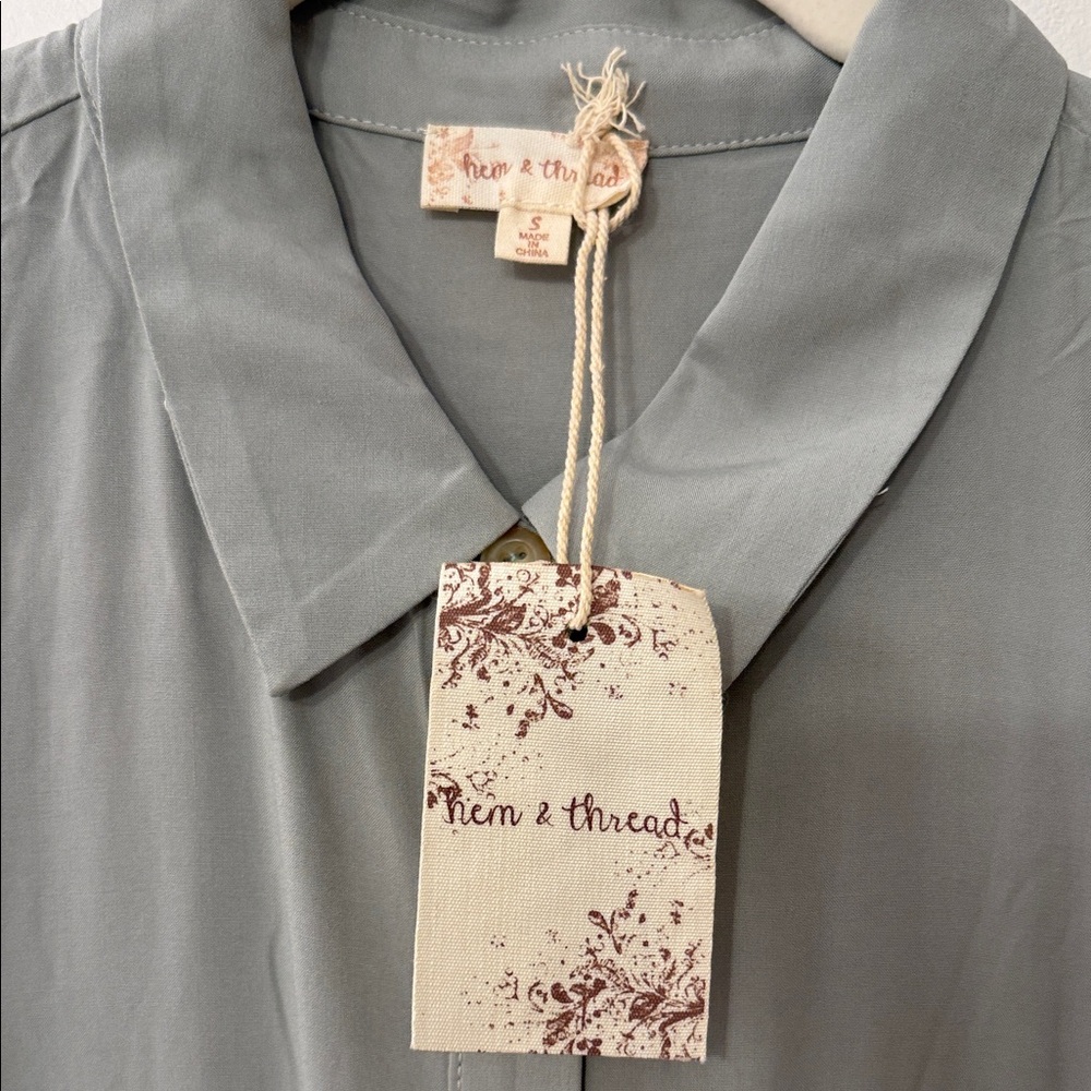 Hem & Thread Gray Collared Button-Up Dress - Picture 2 of 3